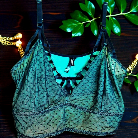 Torrid Bralette Forest Green Sheer Nylon Coquette Fairygoth Sz 4X - Picture 1 of 6